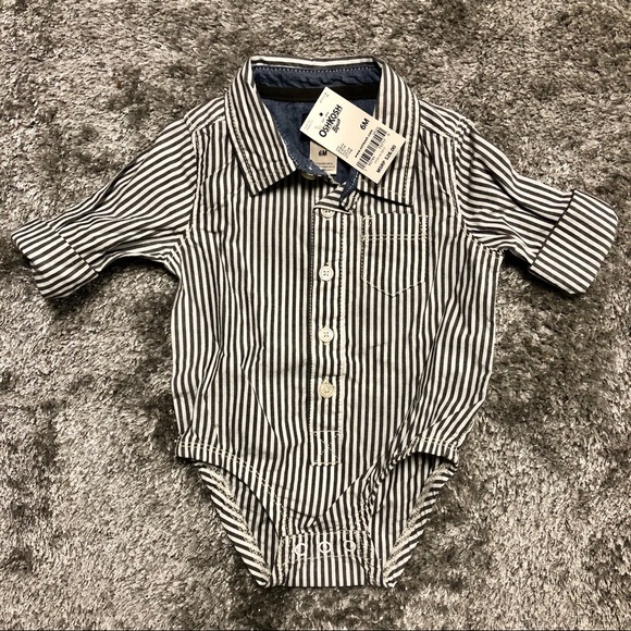 Oshkosh b’gosh blue white stripe button up onesie